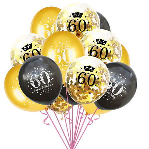 Picture of BALLOON BUNCH GOLD/BLACK 60TH BIRTHDAY